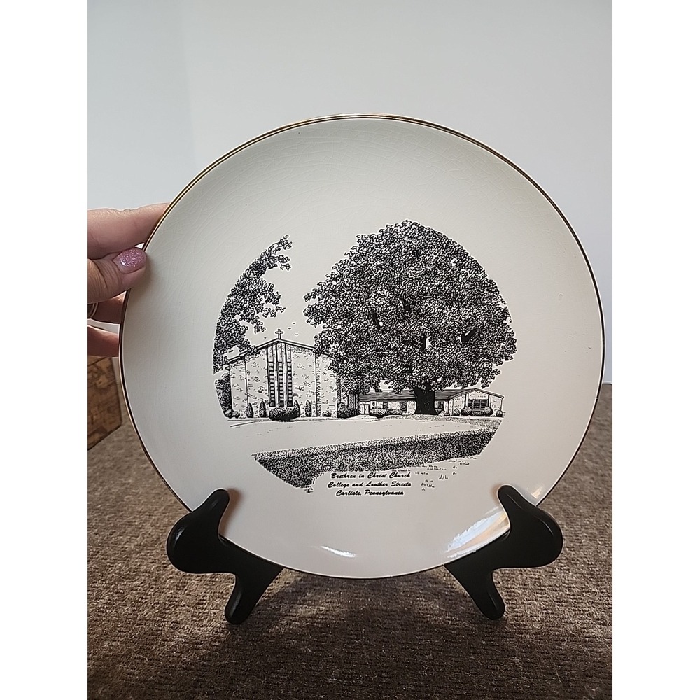 Collectors Plate Brethen In Christ Church Carlisle Pa Gold Trim